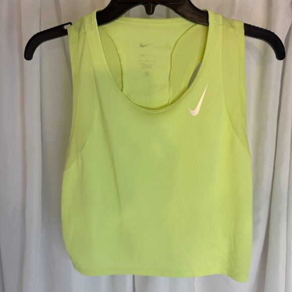 Nike Dri-Fit Neon Yellow Crop Racerback Tank Top Womens L - Picture 3 of 8